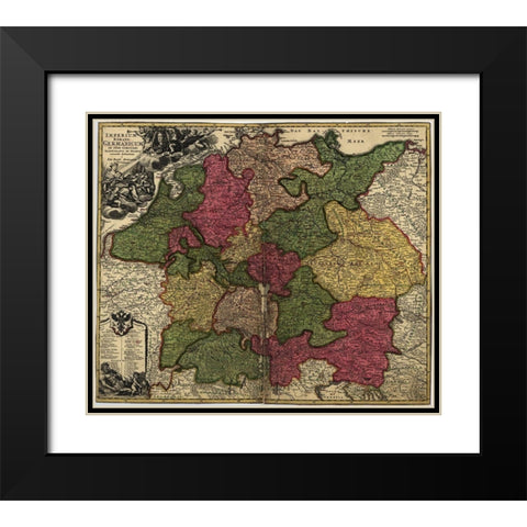 Imperial Roman Germany 1700 Black Modern Wood Framed Art Print with Double Matting by Vintage Maps