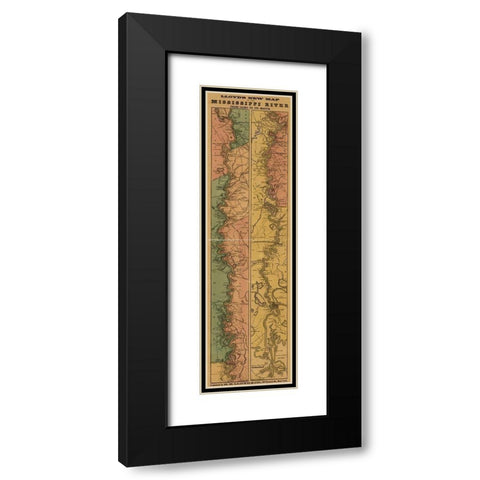 Mississippi River from Cairo to its mouth 1863 Black Modern Wood Framed Art Print with Double Matting by Vintage Maps