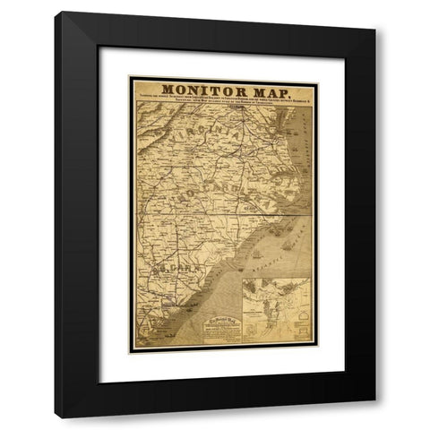 Eastern Seaboard in 1863 Black Modern Wood Framed Art Print with Double Matting by Vintage Maps