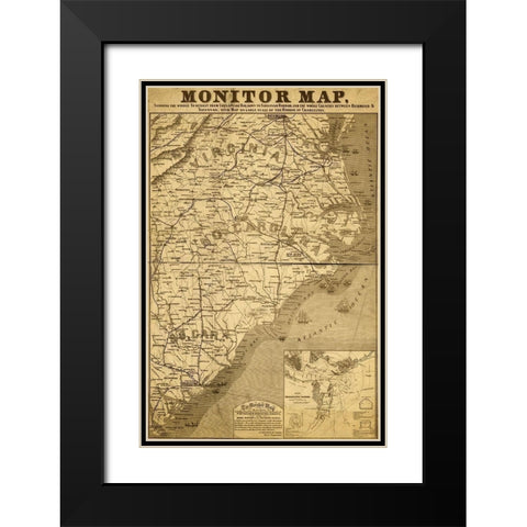 Eastern Seaboard in 1863 Black Modern Wood Framed Art Print with Double Matting by Vintage Maps