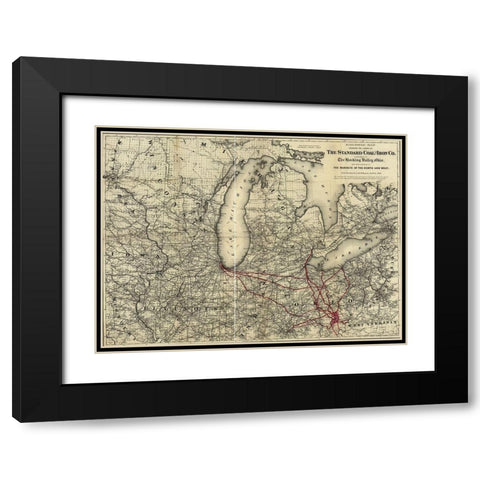 Standard Coal and Iron of Hocking Valley Ohio 1881 Black Modern Wood Framed Art Print with Double Matting by Vintage Maps