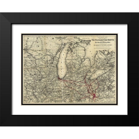 Standard Coal and Iron of Hocking Valley Ohio 1881 Black Modern Wood Framed Art Print with Double Matting by Vintage Maps