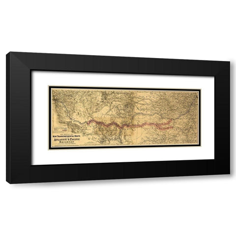 transcontinental route of the Atlantic and Pacific Railroad and its connections Black Modern Wood Framed Art Print with Double Matting by Vintage Maps