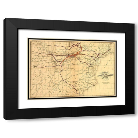Atlantic and Great Western Railway Black Modern Wood Framed Art Print with Double Matting by Vintage Maps