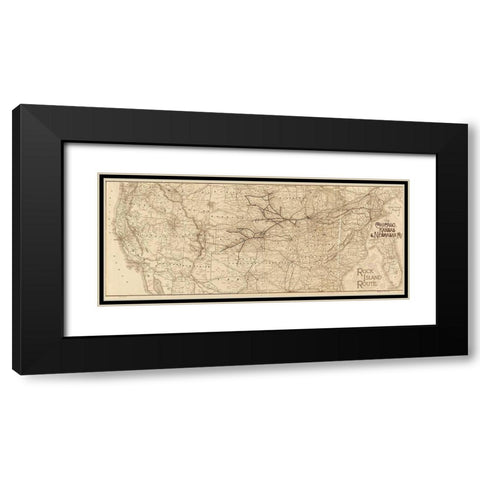 Chicago Kansas and Nebraska 1888 Black Modern Wood Framed Art Print with Double Matting by Vintage Maps