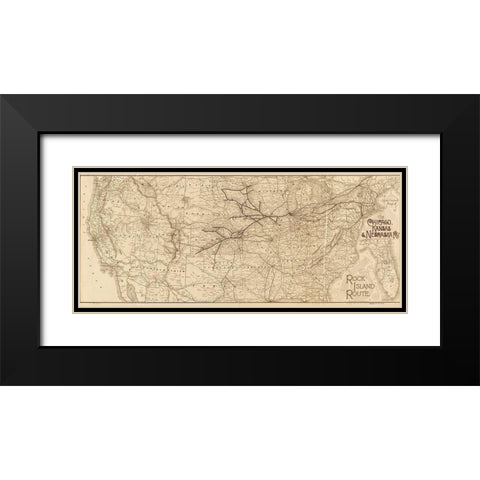 Chicago Kansas and Nebraska 1888 Black Modern Wood Framed Art Print with Double Matting by Vintage Maps
