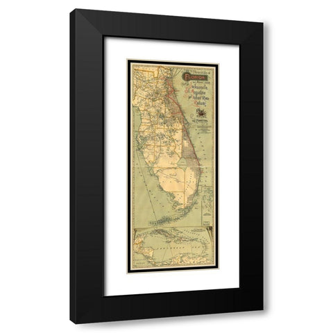 Jacksonville St Augustine and Indian River Railway 1893 Black Modern Wood Framed Art Print with Double Matting by Vintage Maps