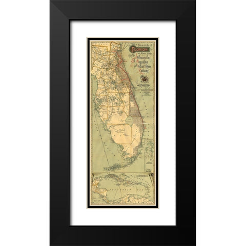 Jacksonville St Augustine and Indian River Railway 1893 Black Modern Wood Framed Art Print with Double Matting by Vintage Maps