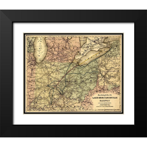 Lake Erie and Louisville Railway Black Modern Wood Framed Art Print with Double Matting by Vintage Maps