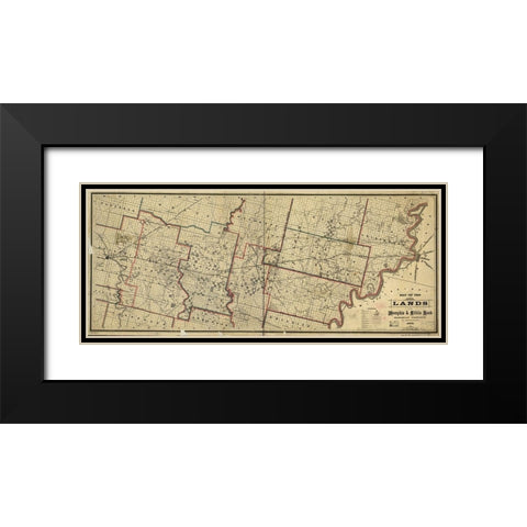 Memphis and Little Rock Railroad Company 1878 Black Modern Wood Framed Art Print with Double Matting by Vintage Maps