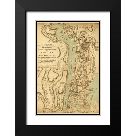 Conflict in New Jersey 1776 Black Modern Wood Framed Art Print with Double Matting by Vintage Maps