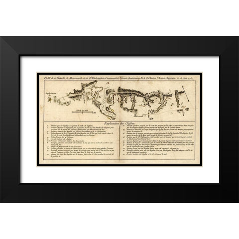 Battle of Monmouth New Jersey Freehold Black Modern Wood Framed Art Print with Double Matting by Vintage Maps