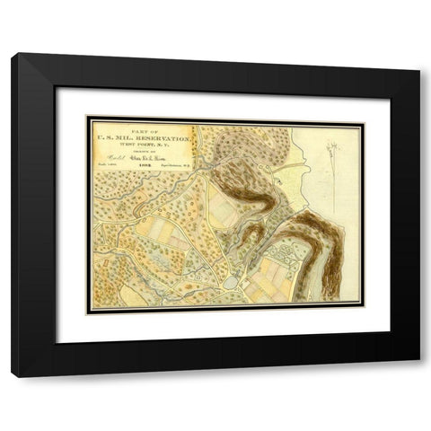 US Military Reservation West Point 1889 Black Modern Wood Framed Art Print with Double Matting by Vintage Maps