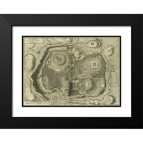 Antique Map of Jerusalem Black Modern Wood Framed Art Print with Double Matting by Vintage Maps