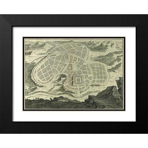 Antique Map of Jerusalem Black Modern Wood Framed Art Print with Double Matting by Vintage Maps
