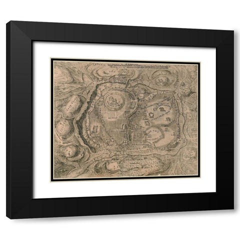 Antique Map of Jerusalem Black Modern Wood Framed Art Print with Double Matting by Vintage Maps
