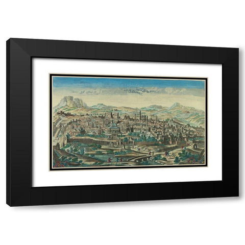 Antique Map of Jerusalem Black Modern Wood Framed Art Print with Double Matting by Vintage Maps
