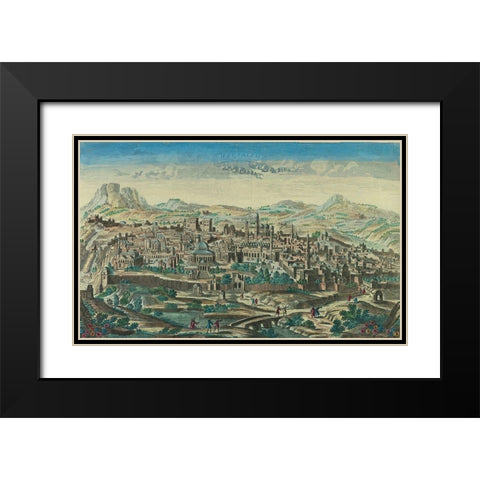 Antique Map of Jerusalem Black Modern Wood Framed Art Print with Double Matting by Vintage Maps