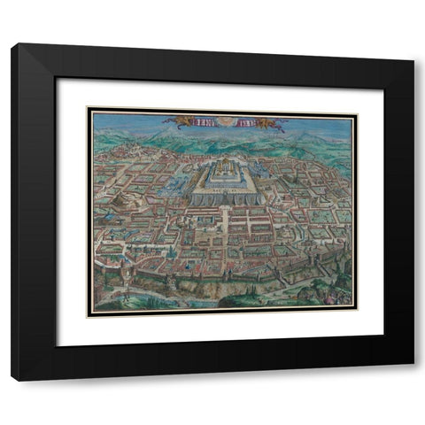 Antique Map of Jerusalem Black Modern Wood Framed Art Print with Double Matting by Vintage Maps