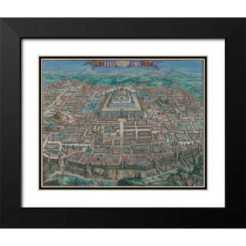 Antique Map of Jerusalem Black Modern Wood Framed Art Print with Double Matting by Vintage Maps