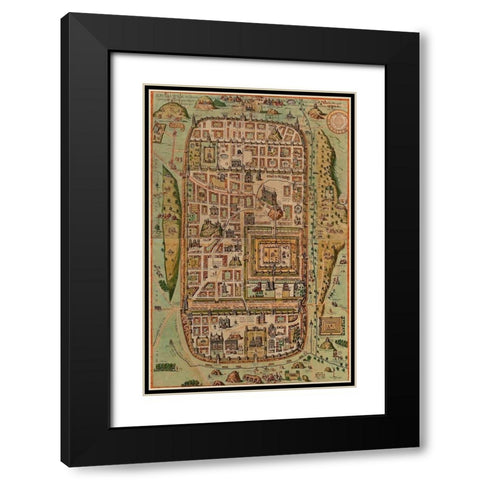 Antique Map of Jerusalem Black Modern Wood Framed Art Print with Double Matting by Vintage Maps