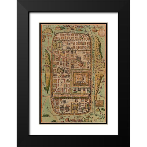Antique Map of Jerusalem Black Modern Wood Framed Art Print with Double Matting by Vintage Maps