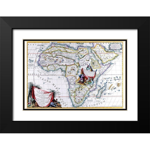 Africa Black Modern Wood Framed Art Print with Double Matting by Coronelli, Vincenzo