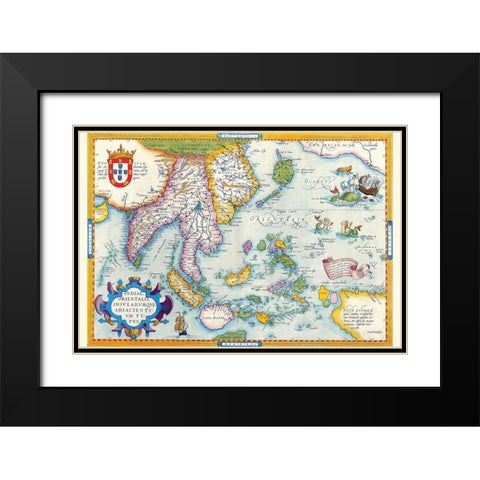 East Indies by Ortelius Black Modern Wood Framed Art Print with Double Matting by Ortelius, Abraham