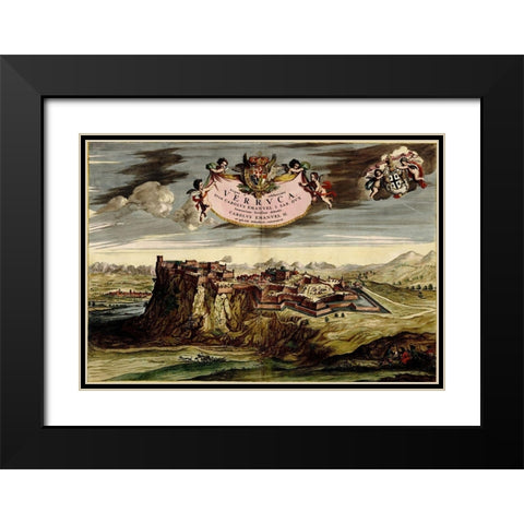 Turin or Torino and Its Envisons 1700 Black Modern Wood Framed Art Print with Double Matting by Beeck, Anna