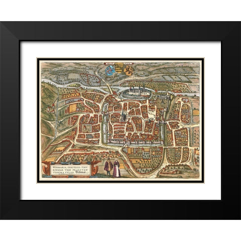 Weimar Germany Black Modern Wood Framed Art Print with Double Matting by Hogenberg, Braun