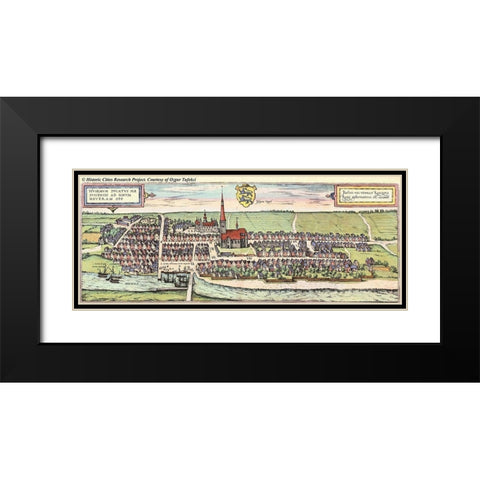 Schleswig Holstein Black Modern Wood Framed Art Print with Double Matting by Hogenberg, Braun