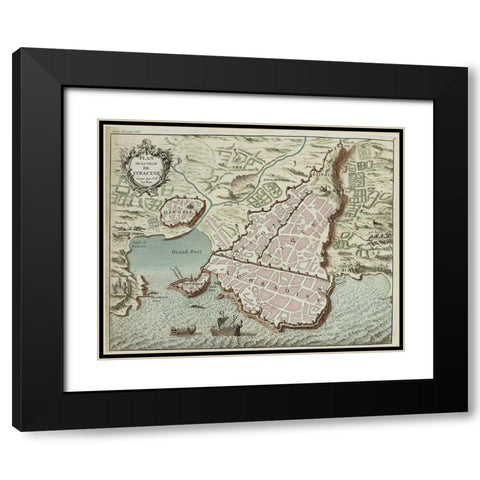 Sicily Black Modern Wood Framed Art Print with Double Matting by Hogenberg, Braun
