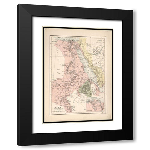 Egypt Arabia Petra and Abyssinia 1885 Black Modern Wood Framed Art Print with Double Matting by Bartholomew, John George