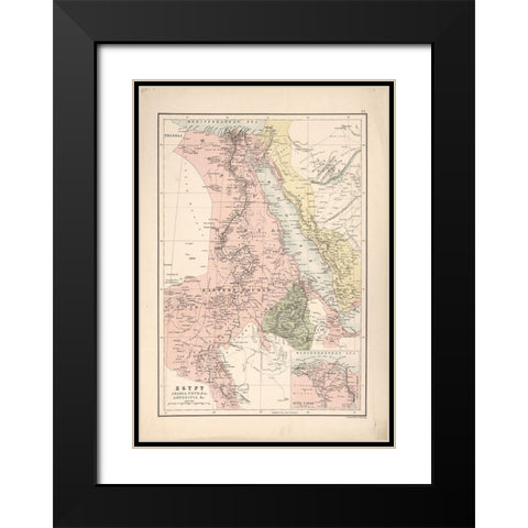 Egypt Arabia Petra and Abyssinia 1885 Black Modern Wood Framed Art Print with Double Matting by Bartholomew, John George