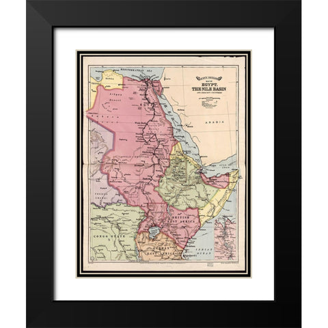 Nile Basin 1916 Black Modern Wood Framed Art Print with Double Matting by G W Bacon and Co