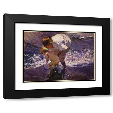 Bathroom on the beach Black Modern Wood Framed Art Print with Double Matting by Sorolla, Joaquin