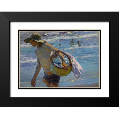 Bastida The Fisherman Black Modern Wood Framed Art Print with Double Matting by Sorolla, Joaquin