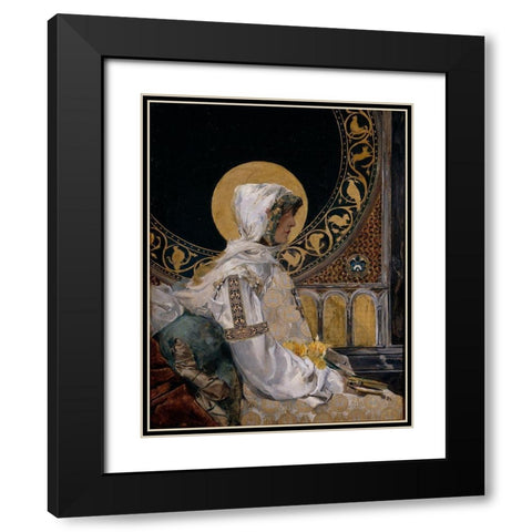 In Prayer Black Modern Wood Framed Art Print with Double Matting by Sorolla, Joaquin