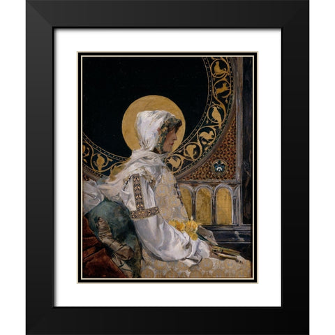 In Prayer Black Modern Wood Framed Art Print with Double Matting by Sorolla, Joaquin