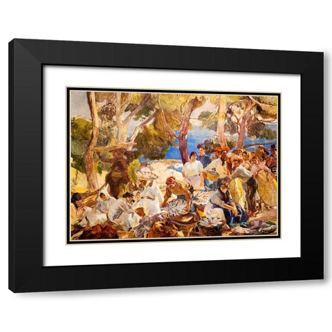 Catalonia Fish Black Modern Wood Framed Art Print with Double Matting by Sorolla, Joaquin