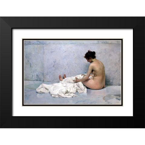 Naked Black Modern Wood Framed Art Print with Double Matting by Sorolla, Joaquin