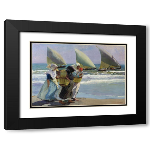 The three candles Black Modern Wood Framed Art Print with Double Matting by Sorolla, Joaquin