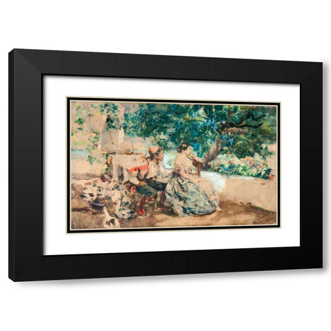 Summer cloud Black Modern Wood Framed Art Print with Double Matting by Sorolla, Joaquin