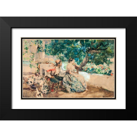 Summer cloud Black Modern Wood Framed Art Print with Double Matting by Sorolla, Joaquin