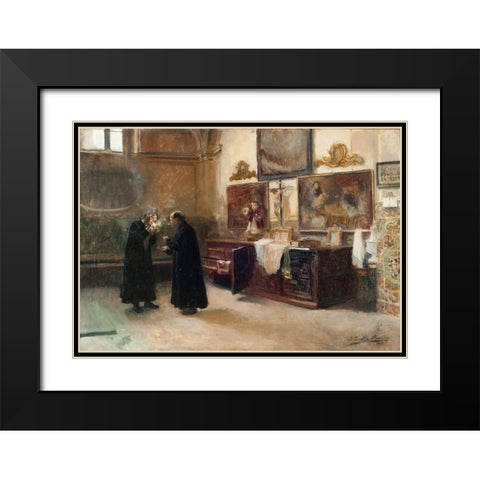 In the sacristy Black Modern Wood Framed Art Print with Double Matting by Sorolla, Joaquin