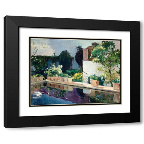 Royal Gardens in Seville Black Modern Wood Framed Art Print with Double Matting by Sorolla, Joaquin
