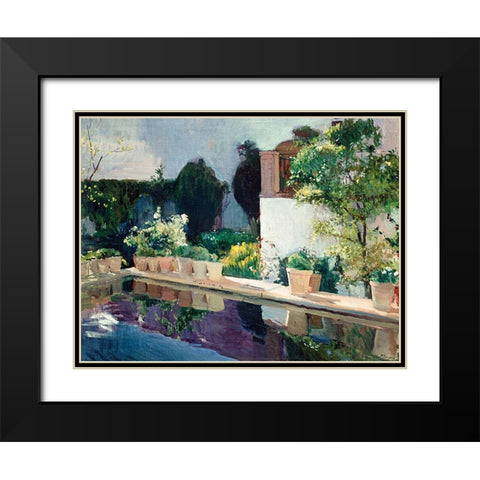 Royal Gardens in Seville Black Modern Wood Framed Art Print with Double Matting by Sorolla, Joaquin