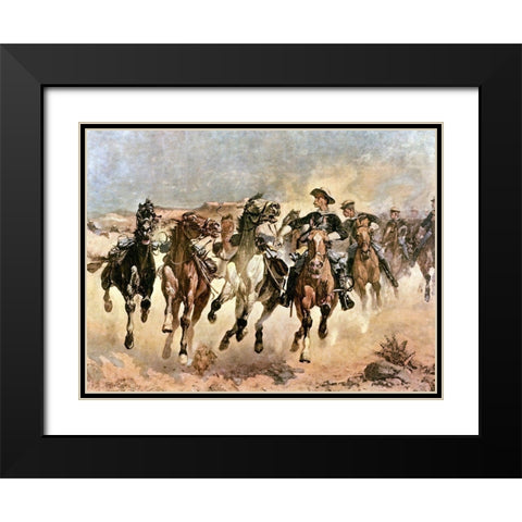 Dismounted The Fourth Troopers Moving the Led Horses Black Modern Wood Framed Art Print with Double Matting by Remington, Frederic