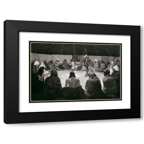 I Will Tell the White Man Black Modern Wood Framed Art Print with Double Matting by Remington, Frederic