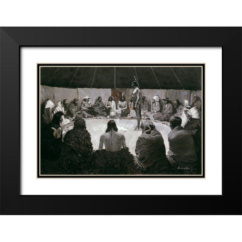 I Will Tell the White Man Black Modern Wood Framed Art Print with Double Matting by Remington, Frederic